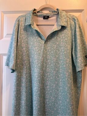 Green Floral Short-Sleeve Polo Shirt
